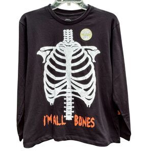NEW Glow-in-the-Dark "I'm All Bones" Skeleton Halloween Long Sleeve Shirt -Sz 14